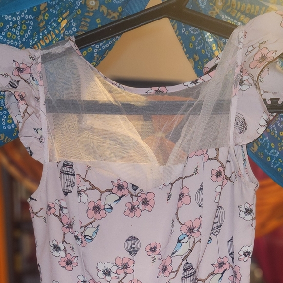 Floral Hell Bunny Dress with Sheer Shoulder Detail - Picture 3 of 6